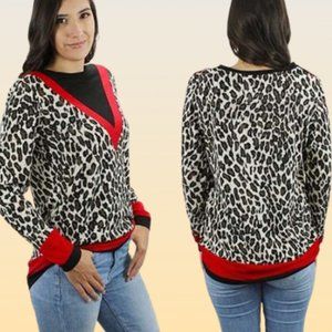 LEOPARD PRINT LONG SLEEVE TOP SIZE MED., NWT